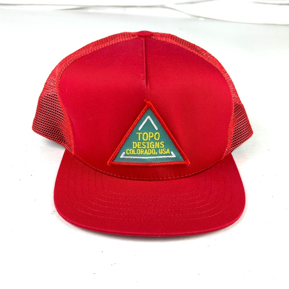 TOPO DESIGNS Triangle Logo TRUCKER HAT Hiking Snapback Red Baseball Hat